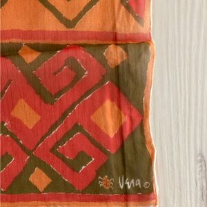 Vera Neumann Geometric Scarf - Red and Orange